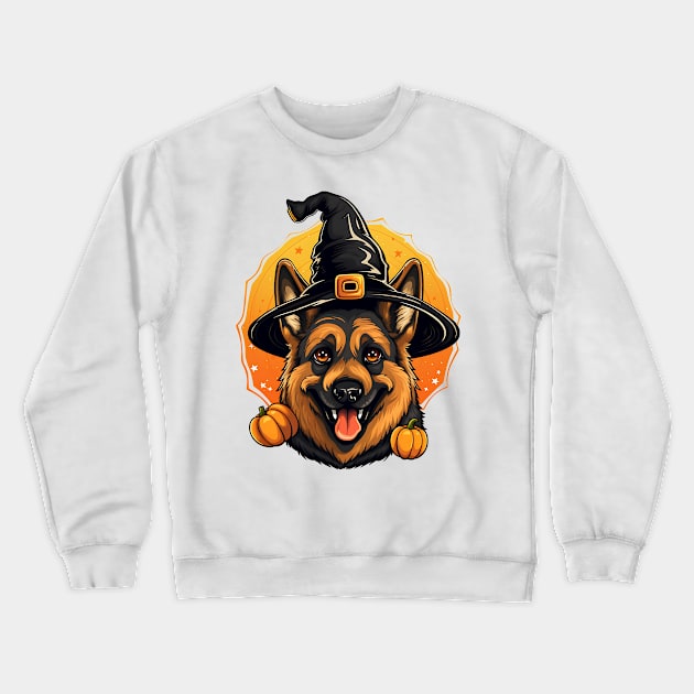 Halloween German Shepherd Dog #4 Crewneck Sweatshirt by Chromatic Fusion Studio